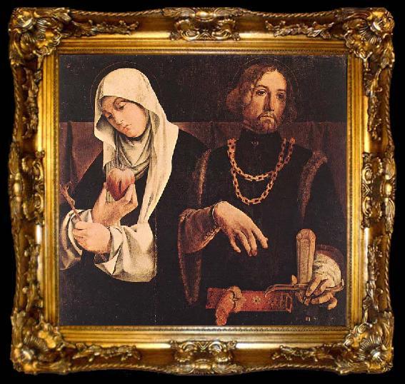 framed  Lorenzo Lotto Sts Catherine of Siena and Sigismund, ta009-2